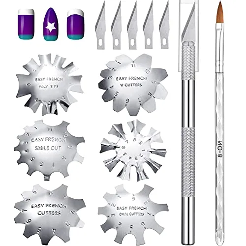 6 Piece French Tip Cutter Tool Nail Trimmer Manicure Edge Trimmer, Silver