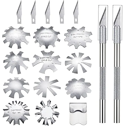 19 Piece French Nail Tip Cutter Tool Kit, Silver