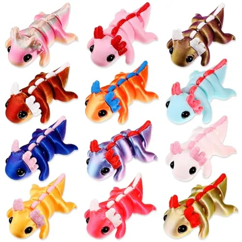 12 Piece 3D Printed Animals 5-7cm, Multicolour
