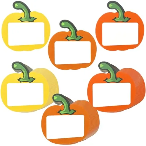 99 Piece Self-Adhesive Fall Pumpkin Name Tags Stickers, Orange