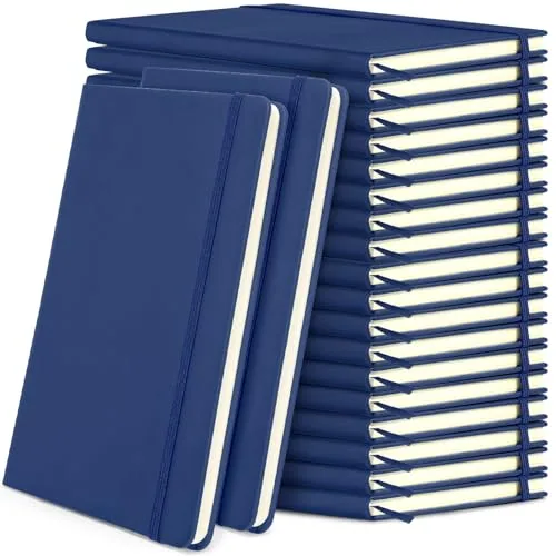 20 Piece A5 Lined Journal Notebooks PU Leather, Blue