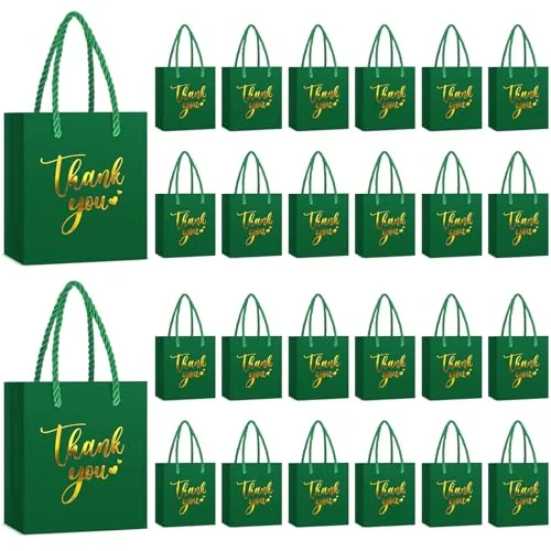 60 Piece Mini Thank You Gift Bag, Green