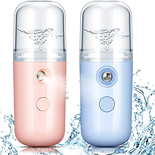 2 Piece Nano Facial Mister Spray Bottle Handheld Humidifier, Pink