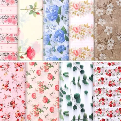 90 Sheets Floral Tissue Paper Printed Flower DIY Art