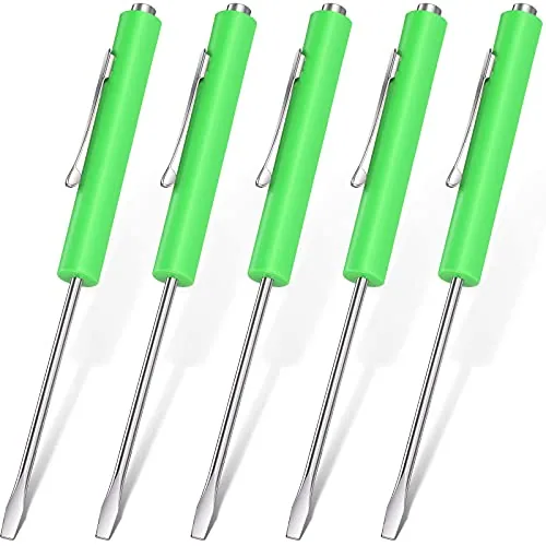 5 Piece Magnetic Mini Pocket Screwdriver, Green