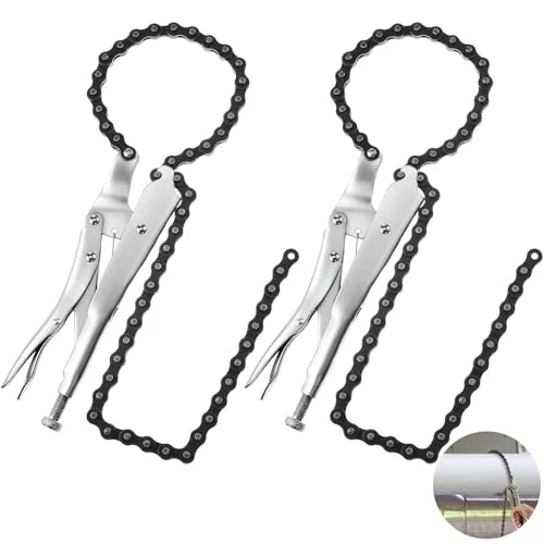 2 Piece 9 Inch Locking Chain Clamp, Silver