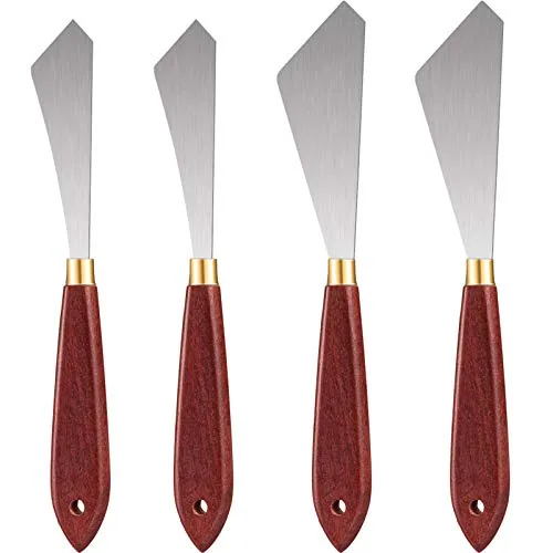 4 Piece Palette Knife Set Spatula Pallet Stainless Steel Wood