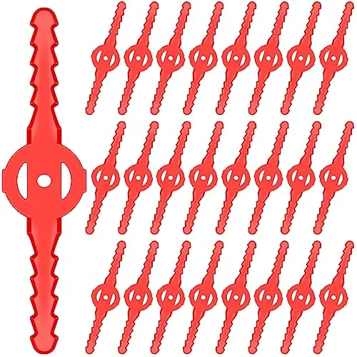 24 Piece String Weed Trimmer Head Blade Replacement Plastic Cutter, Red