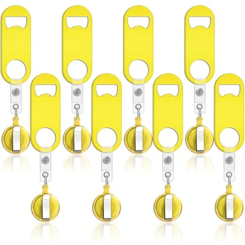 8 Piece Retractable Bottle Opener Bartender Flat Beer Opener, Yellow