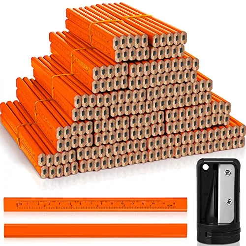 200 Piece Flat Construction Pencils, Orange