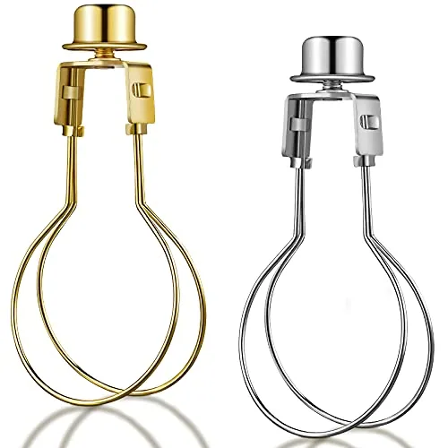 2 Piece Bulb Lamp Shade Light Bulb Clip Adapter Includes Finial, Gold