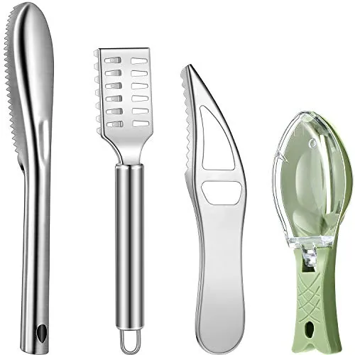 4 Piece Stainless Steel Fish Scale Remover Scaler