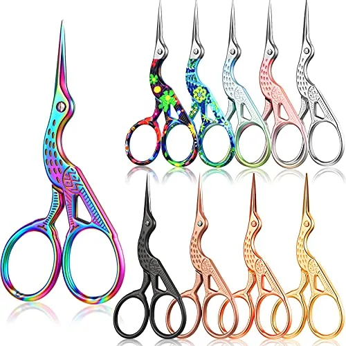 10 Piece Embroidery Scissors Bulk 3.6 in Small Vintage, Multicolour