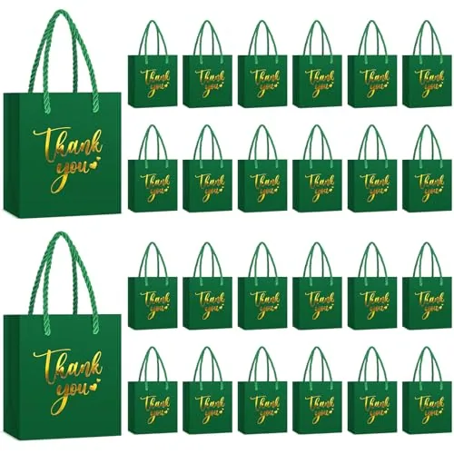 30 Piece Mini Thank You Gift Bag, Green