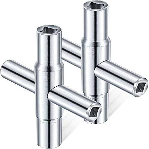 2 Piece 4 Way Sillcock Water Key 1/4 in 9/32 in 5/16 in 11/32 in, Silver