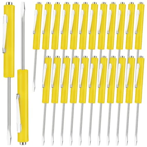 25 Piece Pocket Screwdriver Magnetic Mini Slotted Flathead, Yellow