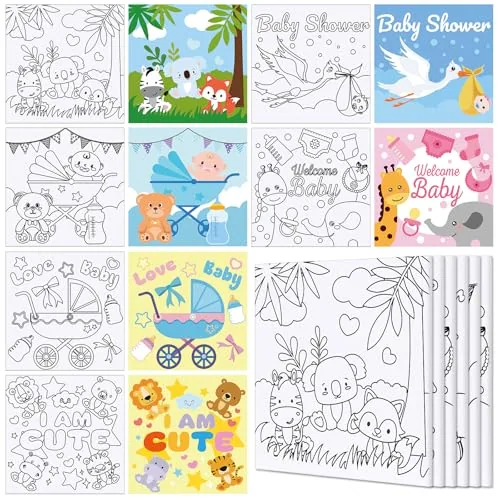 6 Piece 6 Inch Pre Drawn Outline Canvas Paint Kit