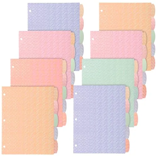 8 Piece 5 Tab Dividers, Multicolour
