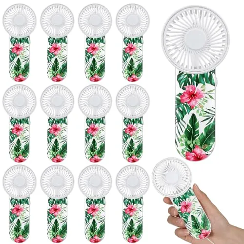 12 Piece Mini Fan Baseball Softball Party Favors Hawaiian Floral, Green