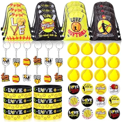 60 Piece Softball Party Favors, Yellow
