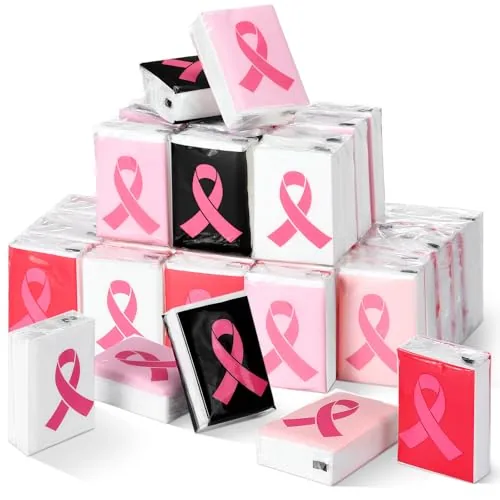 100 Piece Breast Cancer Awareness Tissues Bulk Pink Ribbon Party