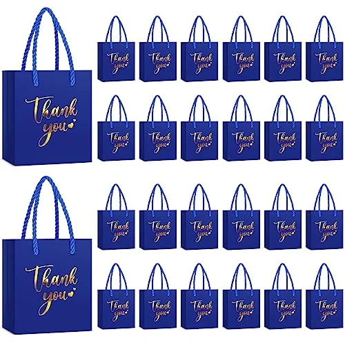 30 Piece Mini Thank You Gift Bag, Blue