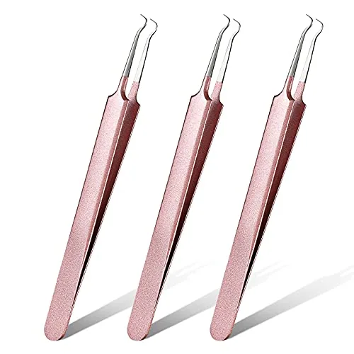 3 Piece Blackhead Tweezers Stainless Steel Tip Tool, Purple