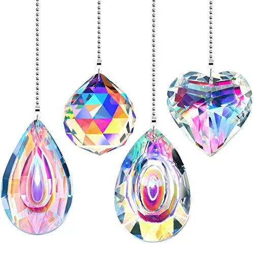 4 Piece Crystal Ceiling Fan Pull Chain, Clear