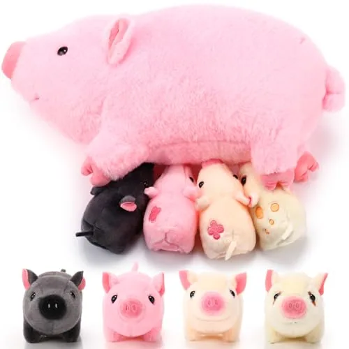 5 Piece Pig Stuffed Animal 16 Inch Mommy Pig Plush