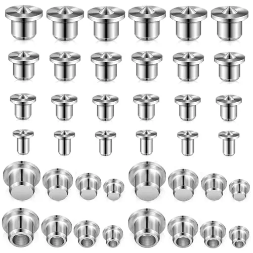 32 Piece Dowel Pins Center Point Set Solid Hollow Dowel Tenon, Silver